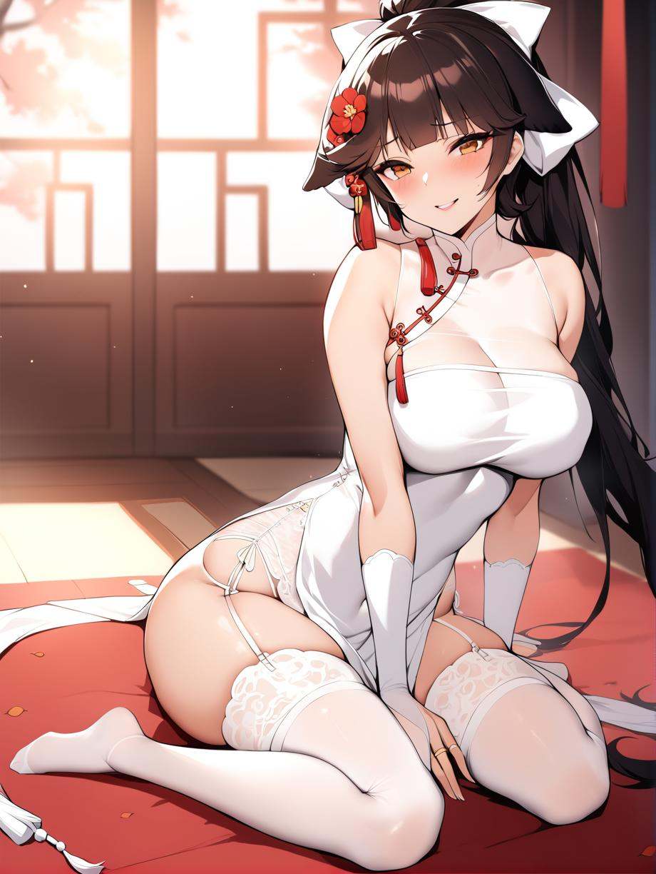 takao_\(azur_lane\),  hair flower,  chinese clothes on Tensor.Art