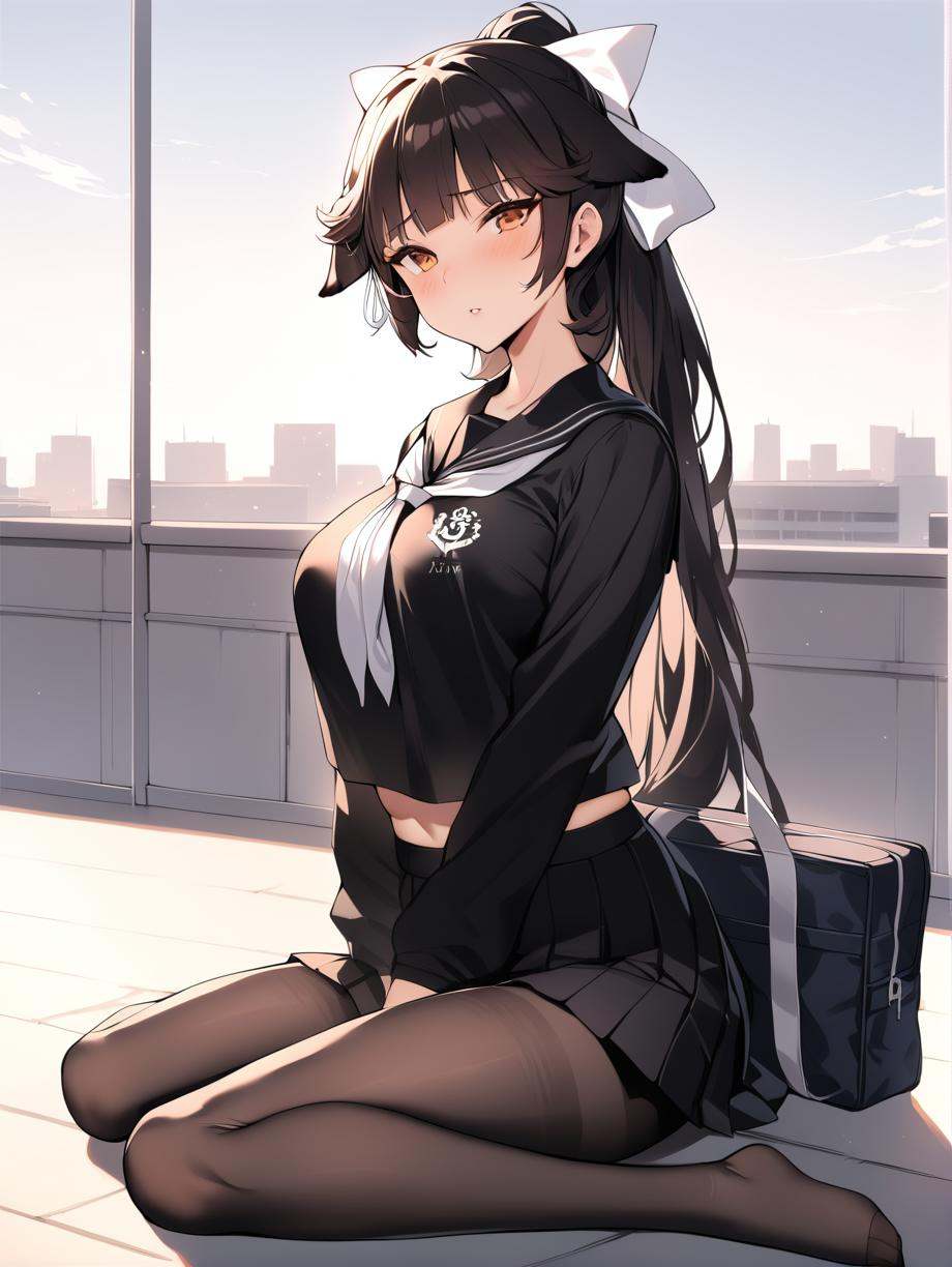 takao_\(azur_lane\),  long hair,  black serafuku by sk on Tensor.Art