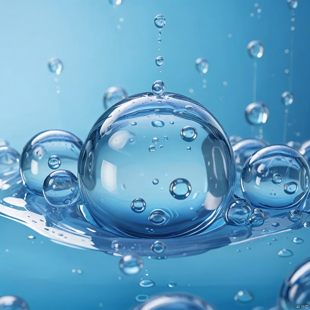  cfwen,Ingredients render, water droplets, bubbles, blue themes