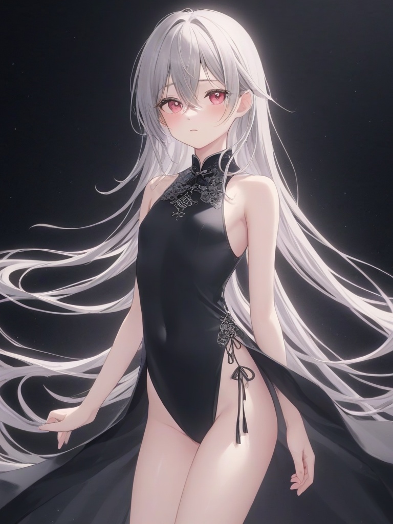 as7033,((black chinese clothes)), 1girl, solo, looking at viewer, long hair,  very long hair, small breasts, hair between eyes, bare shoulders, bangs, <lora:jianbai-lora:0.8>，dark background,white pink theme,, (((masterpiece,best quality))),Fantastic, imaginative, emotional, emotional rendering, brightly colored,ultra high res, Dynamic curves, active visuals, emotional colors, artistic sense, artistic colors, emotional colors, visual guidance,illustration,CG ,unity ,wallpaper, Amazing, an extremely delicate and beautiful, sharp focus,aerial perspective background,((good structure)),((Good composition)), ((clear, original,beautiful)), (clear details, clear light，clear structure),(high res raw,4K,8k),official art,,
