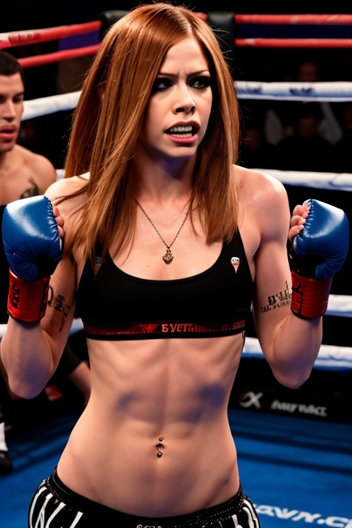 Avril lavigne peliando en un rig de boxeo,  AVRILIRVA on Tensor.Art