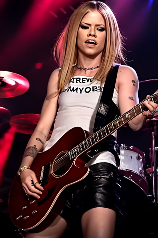 Avril lavigne tocando la guitarra,  AVRILIRVA on Tensor.Art