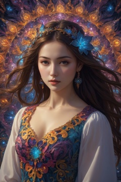  (masterpiece, top quality, best quality, official art, beautiful and aesthetic:1.2), (1girl), extreme detailed,(fractal art:1.3),colorful,highest detailed,Dreamy Atmosphere,Bright color,Complete clothes