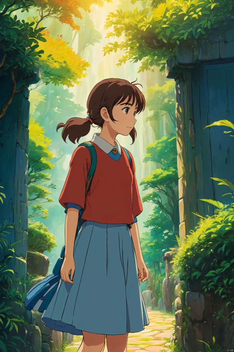  ghibli artwork a girl, dramatic, key visual, vibrant, highly detailed, studio anime, anima color