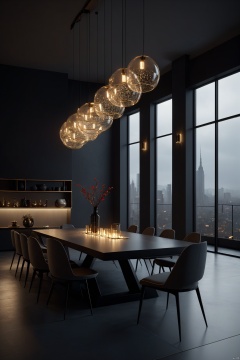  zen,There is a large dining table with chairs and vases on top, key lighting, peugot onyx, vray, beautiful, rendered in Lumion Pro, Corona renderer, vray lighting, ultra realistic rendering, avant-garde lighting, dark concrete room, 8k, Unreal Engine 5, 4k rendering, volume lighting - h 7 6 8, dark exhibition hall, 3dsmax+vray, surrealist lighting studio, edge lighting, 16k, octane rendering, Pinterest, Warm lighting inside, modern lighting,high detail,extremely detailed, best quality, masterpiece, high resolution, Photorealism, Hyperrealistic, Realistic, 8Kcorona render, octane render, 3ds maxzen,