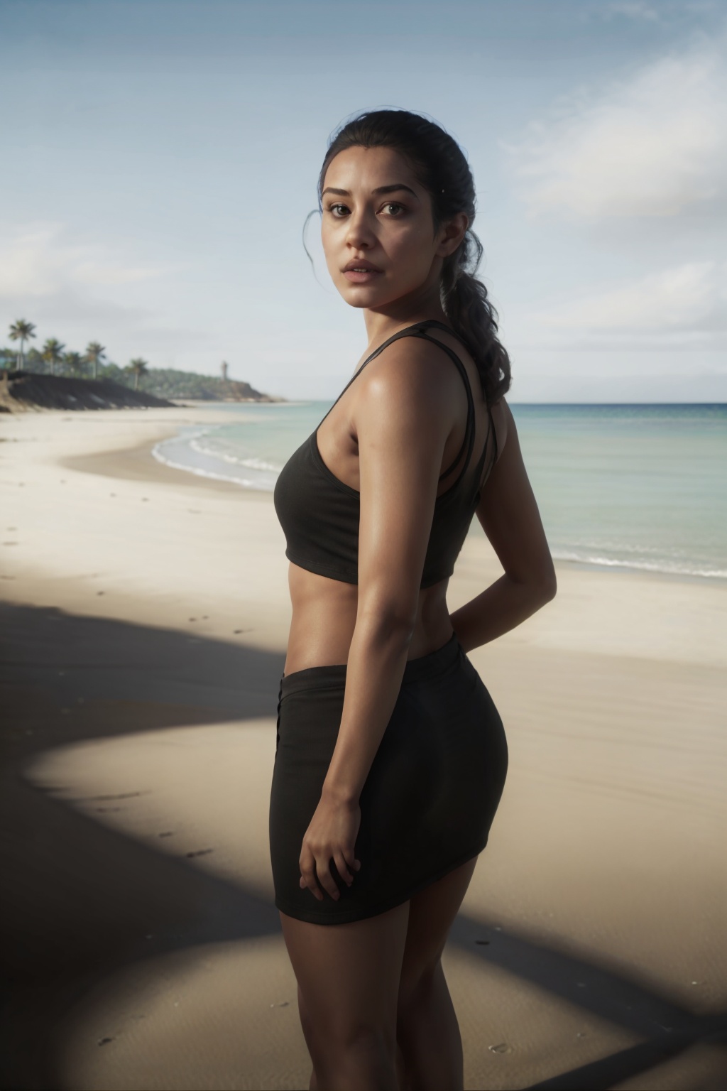 Lucia_GTA6_lora_by_niolas,  1girl,  at the beach on Tensor.Art