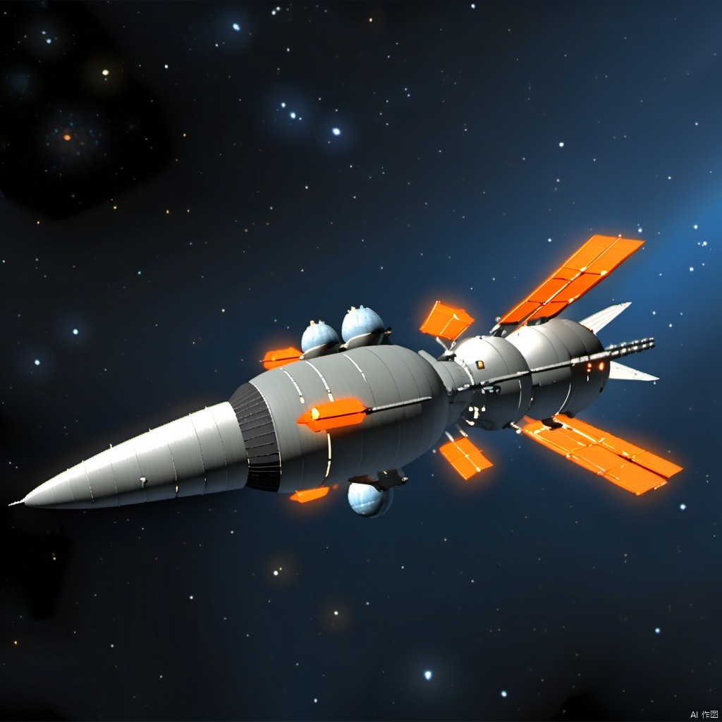  spacecraft, CDE_spaceship, no humans, star \(sky\), science fiction, space, vehicle focus, vehicle_focus, military vehicle, combat, 3d_model,