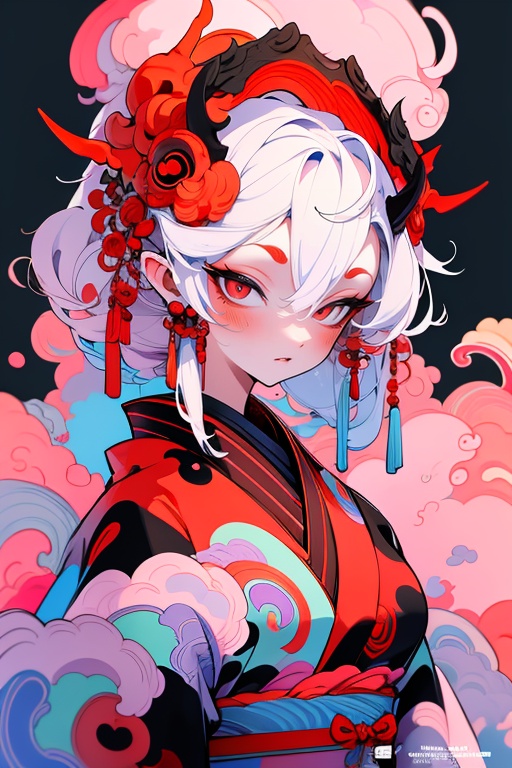 busty and sexy girl ONI,  kimono,  8k on Tensor.Art