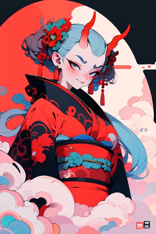 busty and sexy girl ONI,  kimono,  8k on Tensor.Art