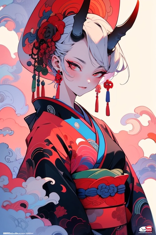 busty and sexy girl ONI,  kimono,  8k on Tensor.Art