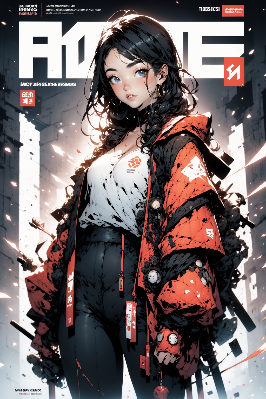 magazine cover, 1girl