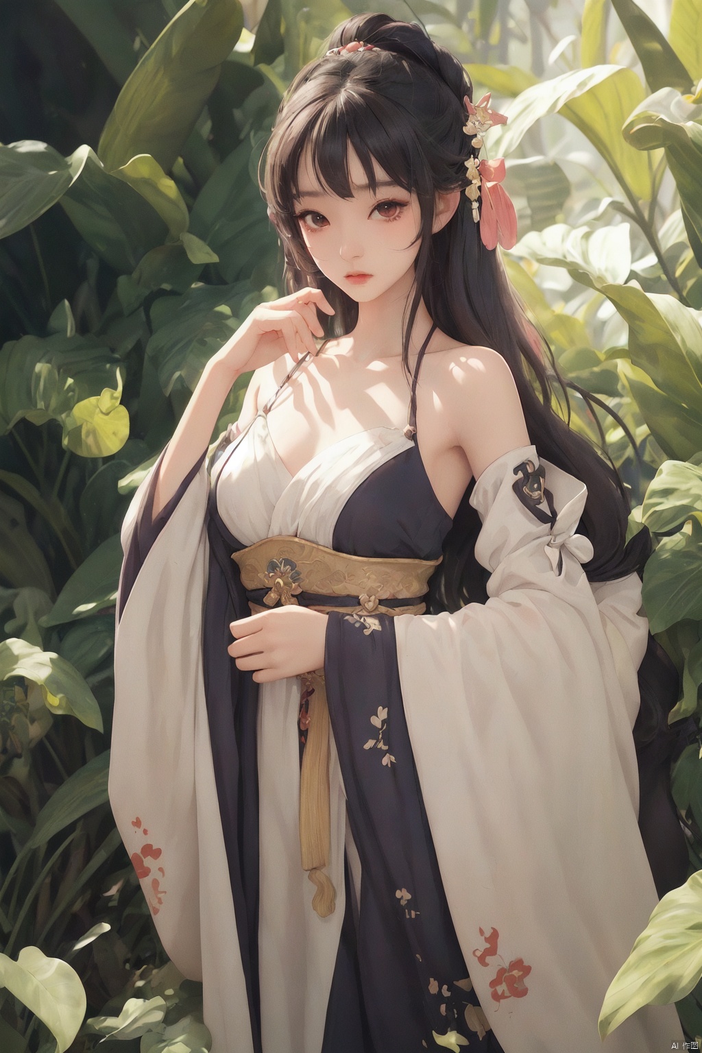  liuti,colorful theme,
1girl, hanfu,looking at viewer, cowboy shot ,
in the dark,sunhine light in hair,deep shadow,
best quality,masterpiece, highres, ( figma:0.8),
see through,bare shoulders,
