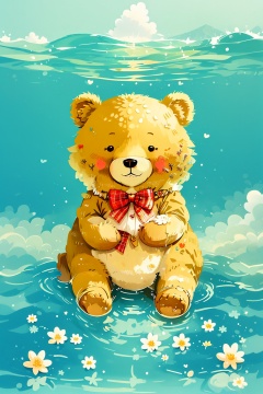 A cute bear,<lora:蔚蓝Blue绘本，插图-000028:0.8>