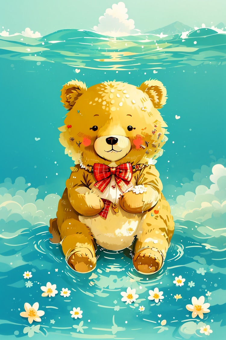 A cute bear,<lora:蔚蓝Blue绘本，插图-000028:0.8>