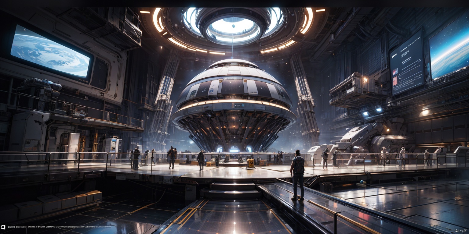  Masterpiece, High Quality, 8K, Futurist Laboratory, (Masterpiece, Top Quality, Best Quality, Official Art, Beauty and Aesthetics: 1.2), (8K, Best Quality), CGgame Architecture C4D nsw, No Man, Future Science Fiction Style Space Station, suspended in space, made of silver plated material, presenting a smooth and futuristic surface, reflecting the faint light of the galaxy. The main structure of the space station is circular, consisting of several huge circular modules. The space station is surrounded by countless transparent compartments with glass floors and walls inside. In the center of the space station is a huge solar energy accessory that collects energy from stars and converts it into an independent operating power system. This attachment is known for its complex structure and futuristic appearance, providing sufficient and reliable energy supply for the entire space station.


