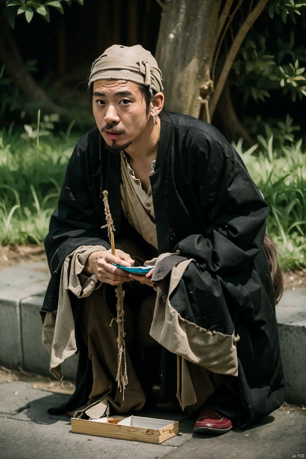  absurdres,incredibly absurdres,reality,realistic,,(solo:1.2),1boy,full_shot, beggar