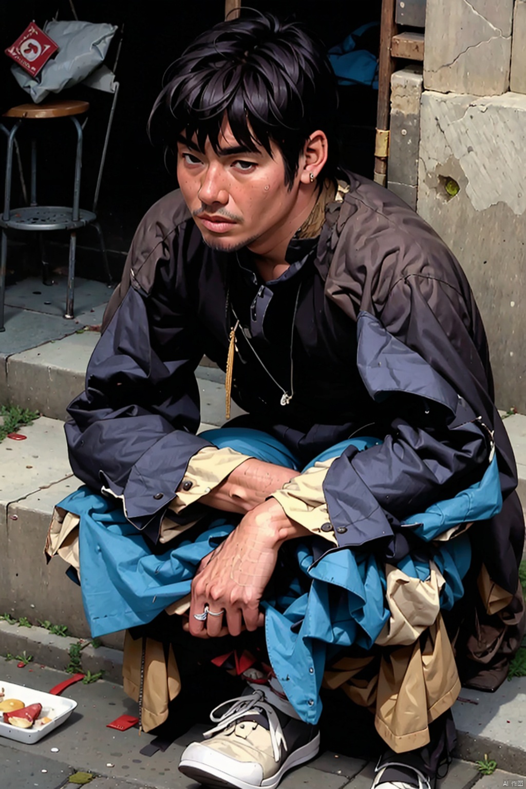  absurdres,incredibly absurdres,reality,realistic,,(solo:1.2),1boy,full_shot, beggar