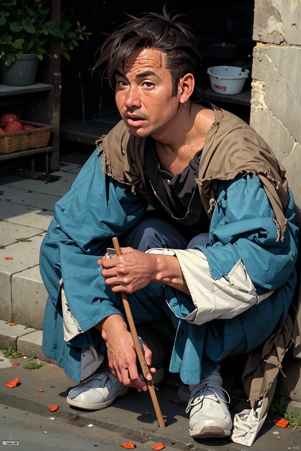  absurdres,incredibly absurdres,reality,realistic,,(solo:1.2),1boy,full_shot, beggar