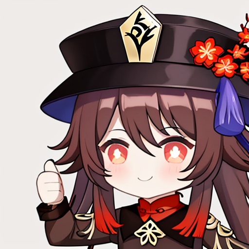 <lora:thumb-up:1>,thumb-up,1girl,hu tao \(genshin impact\),hat,solo,brown hair,smile,jewelry,flower,red eyes,chibi,long sleeves,twintails,long hair,ring,looking at viewer,black nails,symbol-shaped pupils,bangs,bracelet,hat flower,thumbs up,chinese clothes,simple background,sidelocks,gradient,hair between eyes,gradient background,multicolored hair,gradient hair,upper body,black headwear,coat,