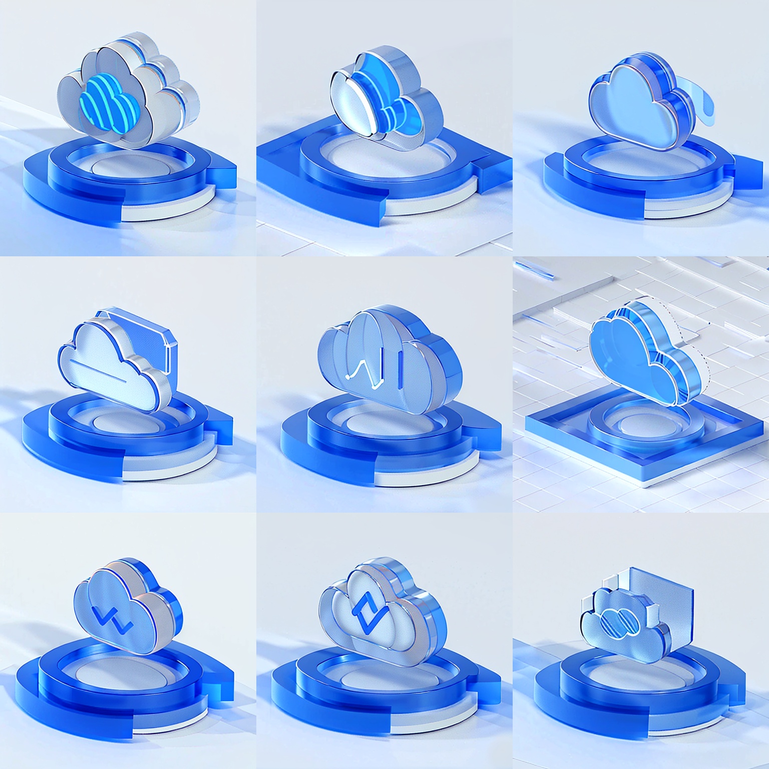 （a cloud icon), best quality, many details, 4k, blender, octane render, C4D, transparent glass texture, DDicon, blue|orange, frosted glass, transparent technology sense, industrial design, white background, studio lighting, sunshine, flat, minimal, quasi-object, axisymmetric, Data, cylinder, file,<lora:DDicon_v2_lora:1>