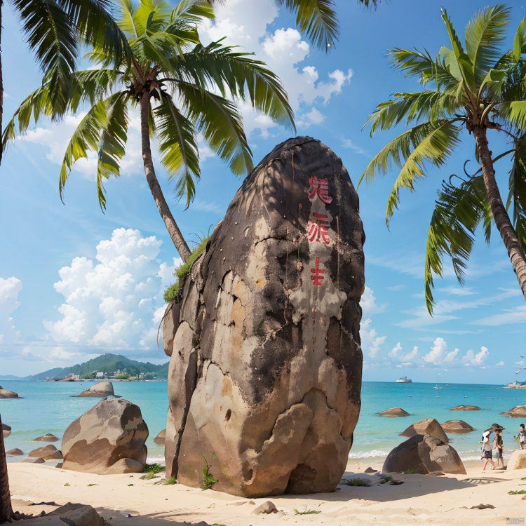 8k, best quality, masterpiece, ultra high resolution, (realism: 1.4), original photo, beach,reef,coconut tree,landscape photo,Photography, tianyahaojiao