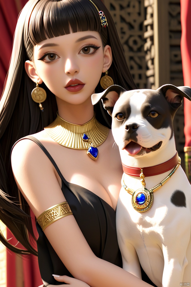 yanhouaiji\(ip\), 1girl, dog, jewelry, necklace, lips
