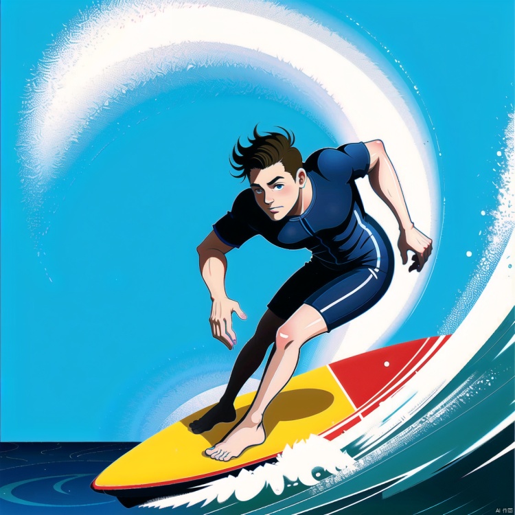  8k, best quality, masterpiece, ultra high resolution, surf,1boys, mascot, color