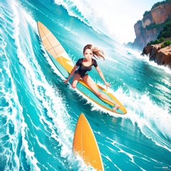 8k, best quality, masterpiece, ultra high resolution, (realism: 1.4), surf,1girl