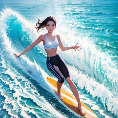 8k, best quality, masterpiece, ultra high resolution, (realism: 1.4), surf,1girl