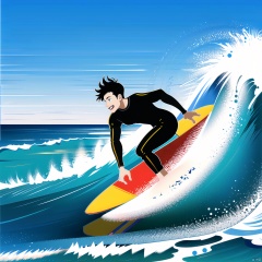  8k, best quality, masterpiece, ultra high resolution, surf,1boys, mascot, color