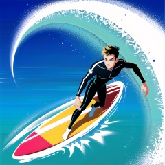  8k, best quality, masterpiece, ultra high resolution, surf,1boys, mascot, color