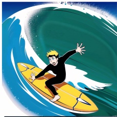  8k, best quality, masterpiece, ultra high resolution, surf,1boys, mascot, color