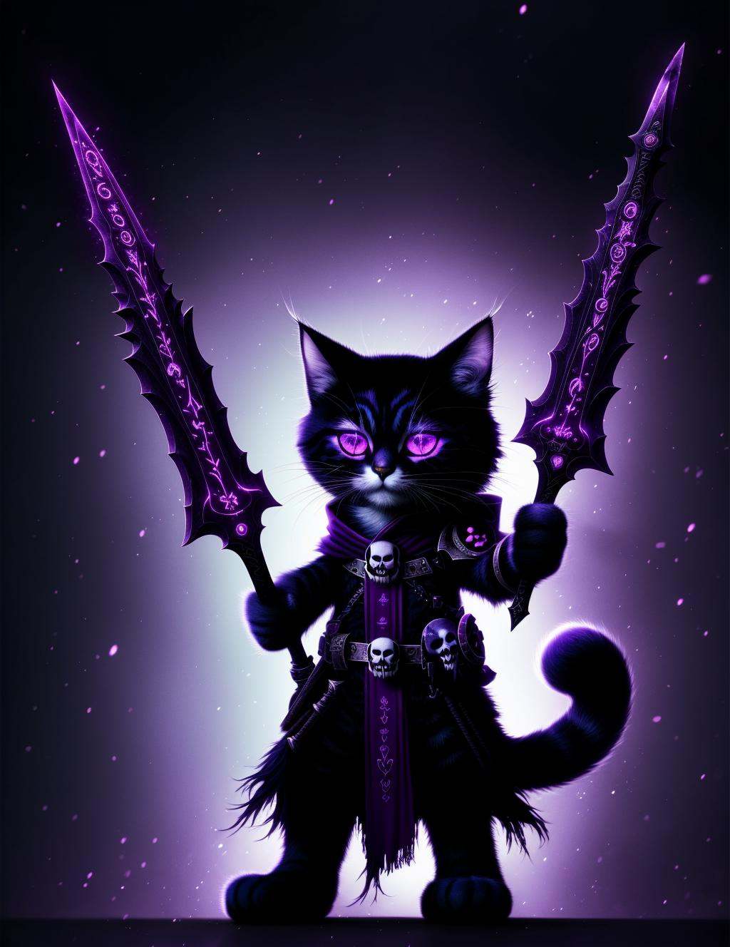 cute anthro cat,  death knight,  DonMD34thKn1gh7XL wielding runeblade by DonMischo on Tensor.Art