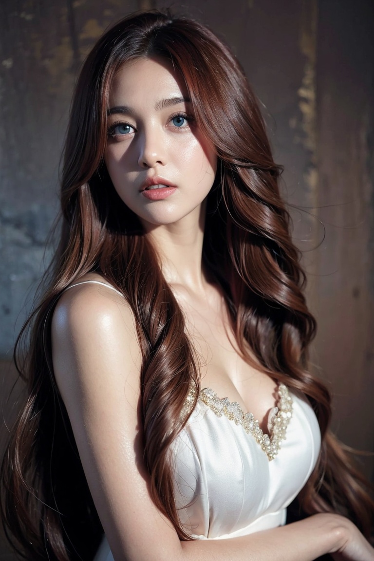 Realistic,  Beautiful Female long red hair ,  fantasy dress on Tensor.Art