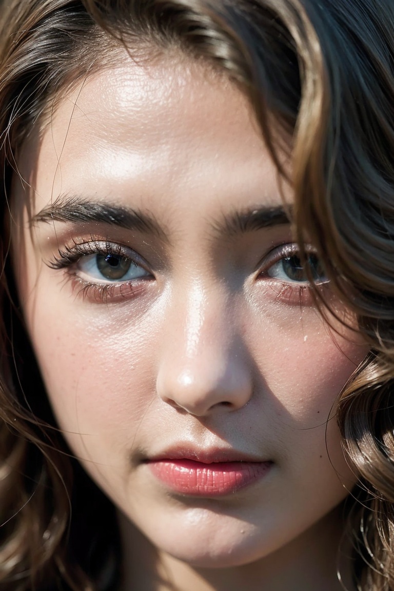Realistic,  Beautiful Female curly hair ,  close up on Tensor.Art