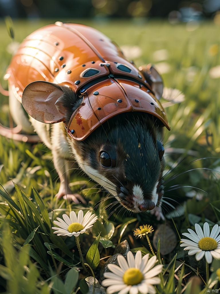 Mouse,flower,grass,Red body