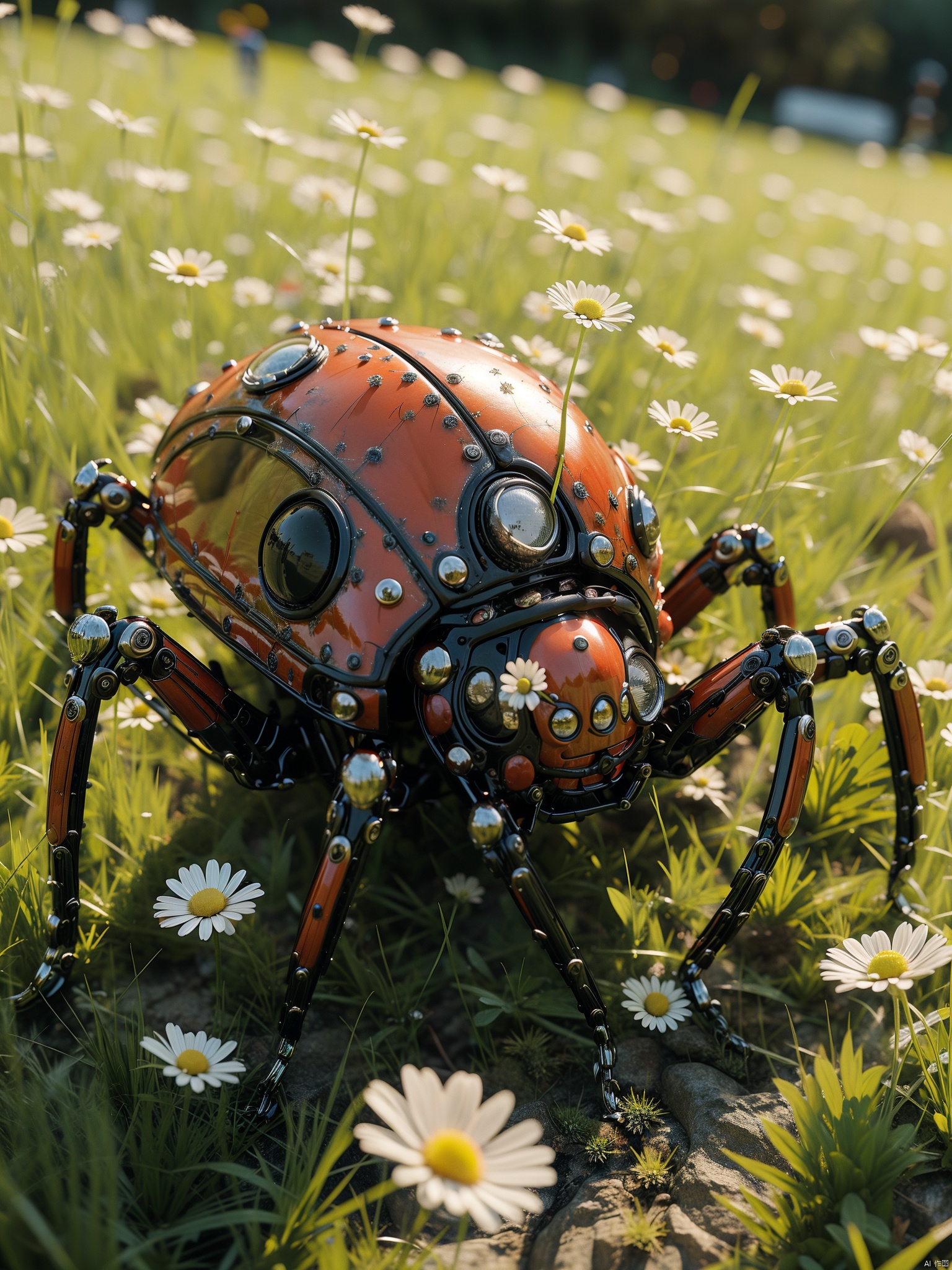  spider,flower,grass,Red body