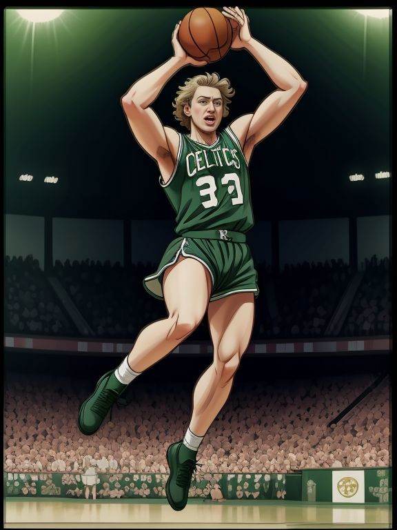 Larry Bird,  Boston Celtics,  Basketball Jump Shot on Tensor.Art