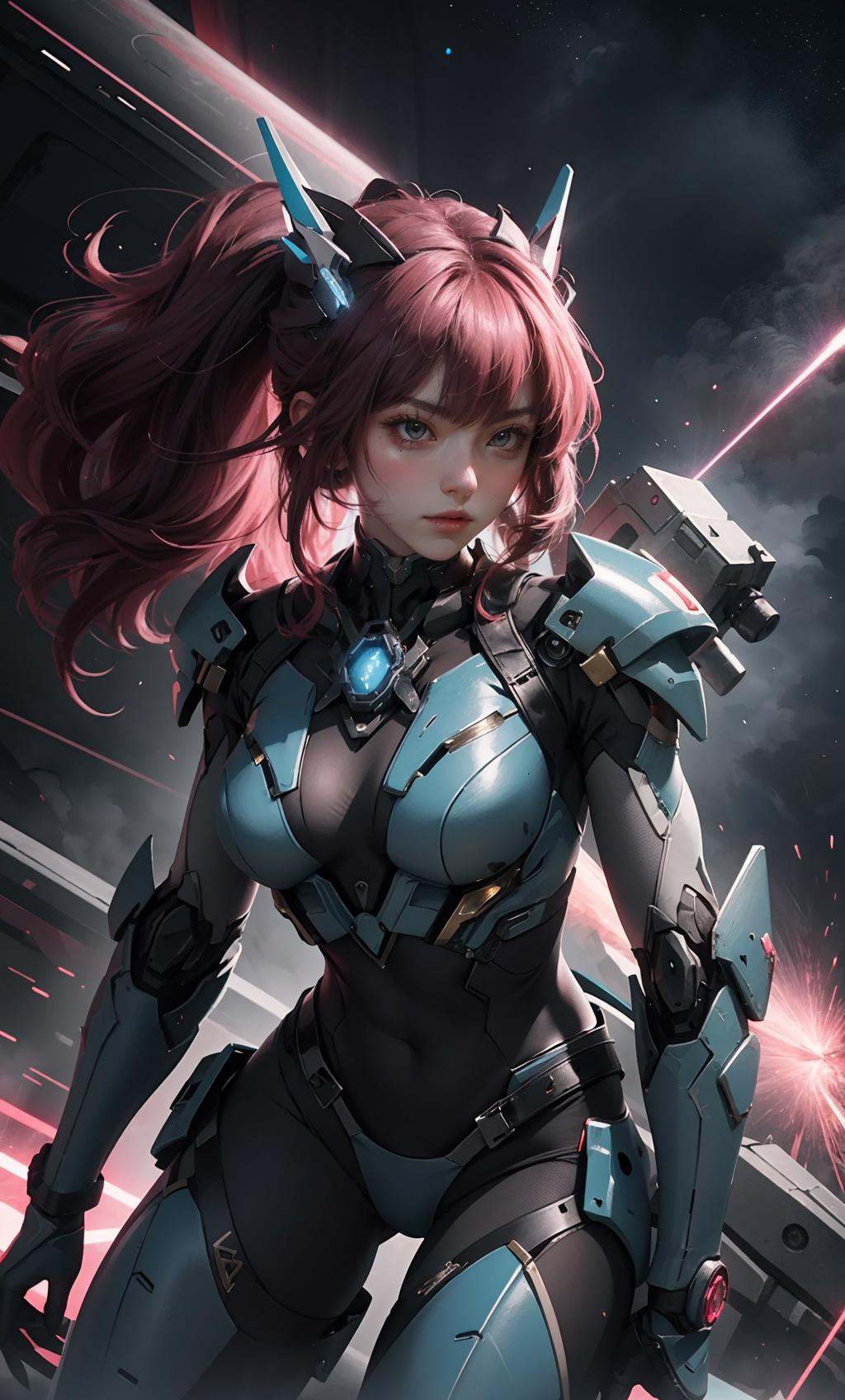 TR mecha style,  Blushing Battle Maiden,  Cyber-Chic on Tensor.Art