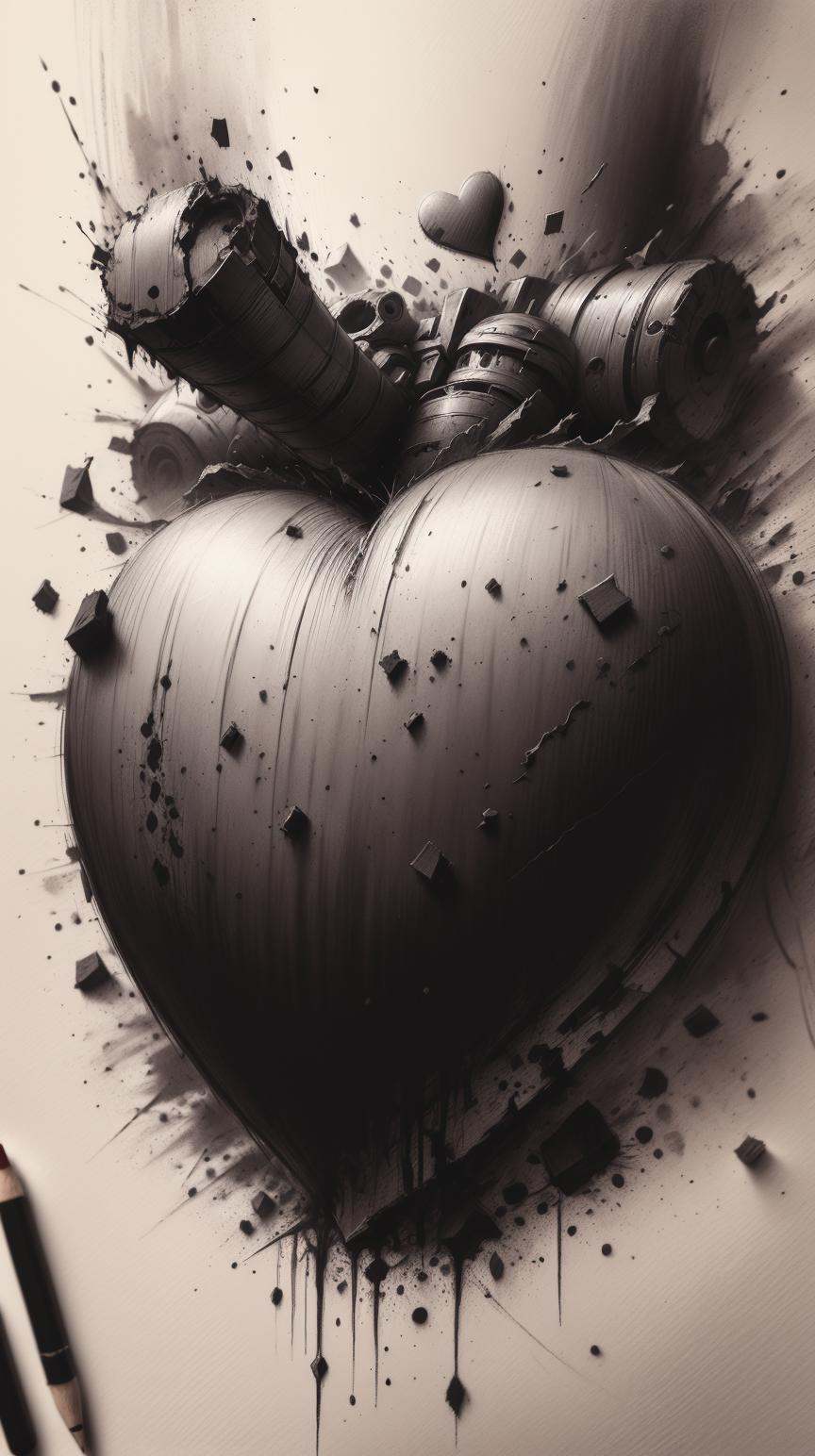 CharcoalDarkStyle heart ,  charcoal drawing,  sketch on Tensor.Art