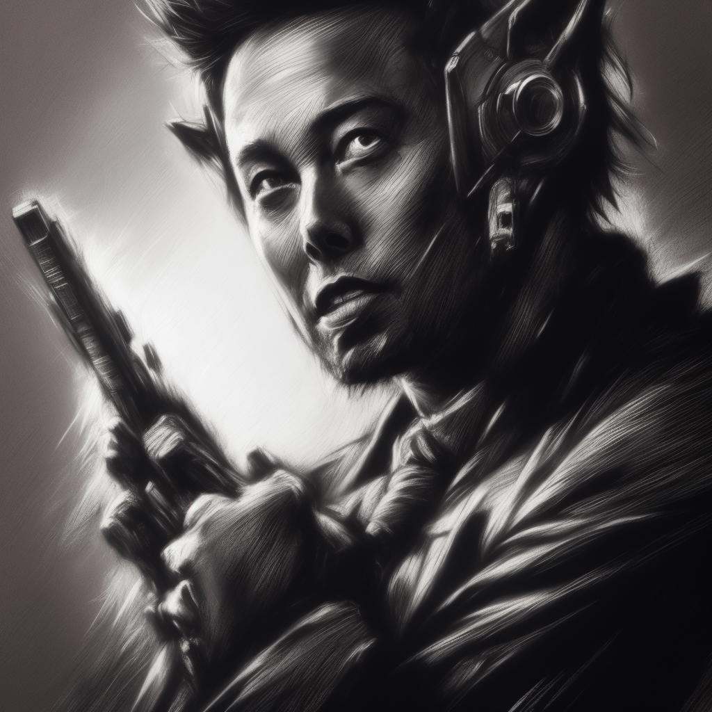 CharcoalDarkStyle a cinematic portrait of elon musk with cat ears,  art by lois van baarle and loish! and rossdraws and sa...