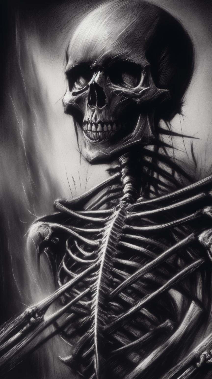 CharcoalDarkStyle skeleton,  Charcoal sketch,  rough on Tensor.Art