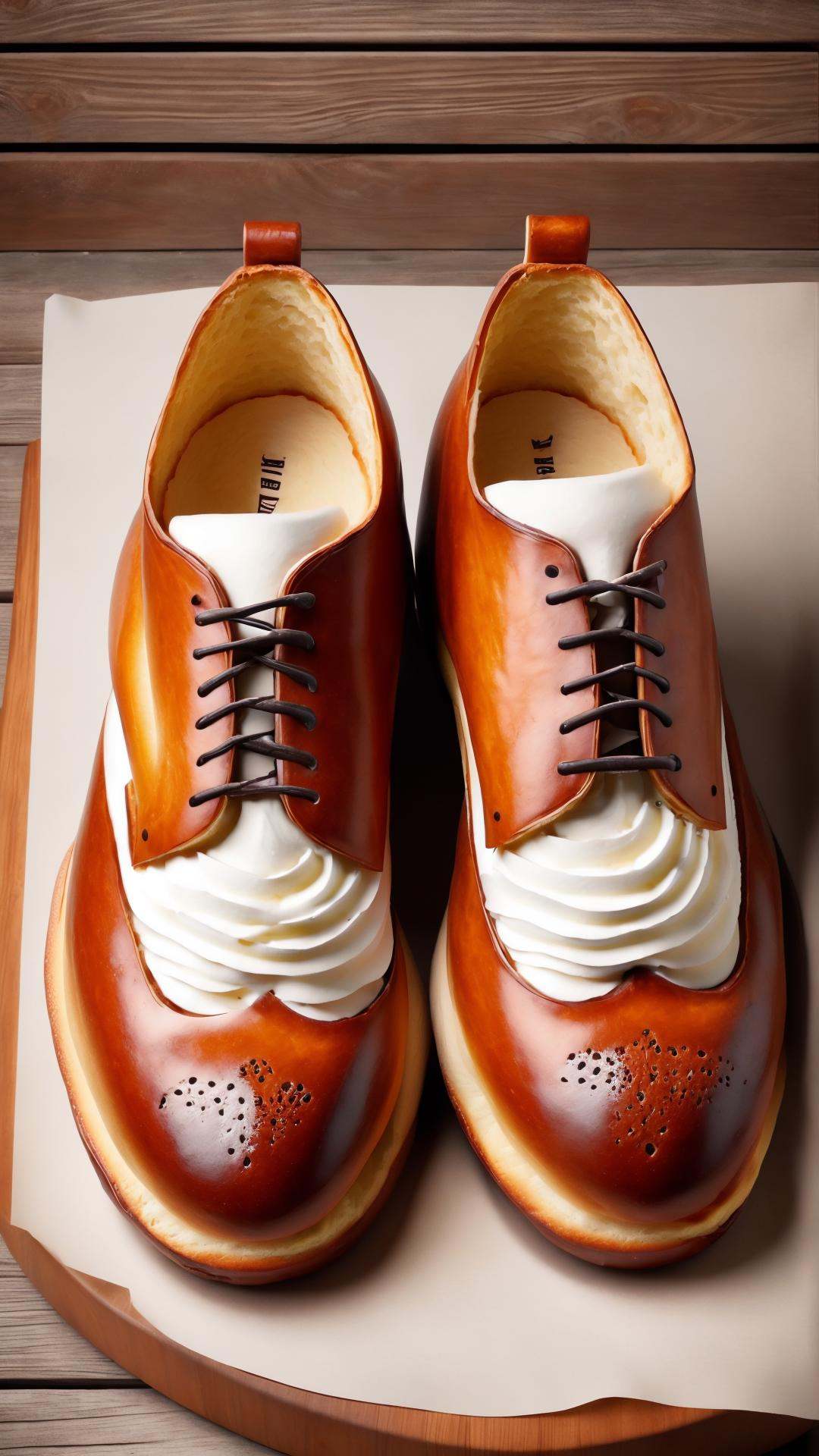 <lora:SemlaStyleXL:1>SemlaStyle an old, weathered leather shoe with a hole in the ****, made out of semla, (Masterpiece:1.3) (best quality:1.2) (high quality:1.1)