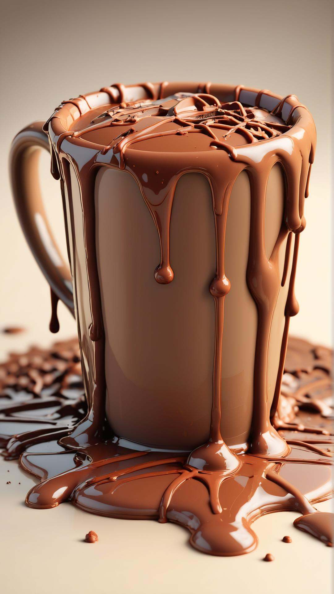 ChocolateWetStyle a chipped coffee cup,  covered in wet,  dripping by mnemic on Tensor.Art