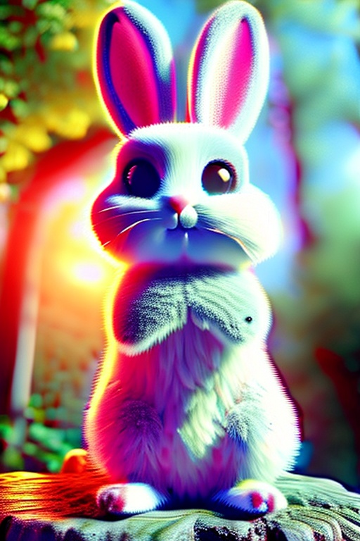 a cute rabbit in forest,  sunny day,  sunlight on Tensor.Art
