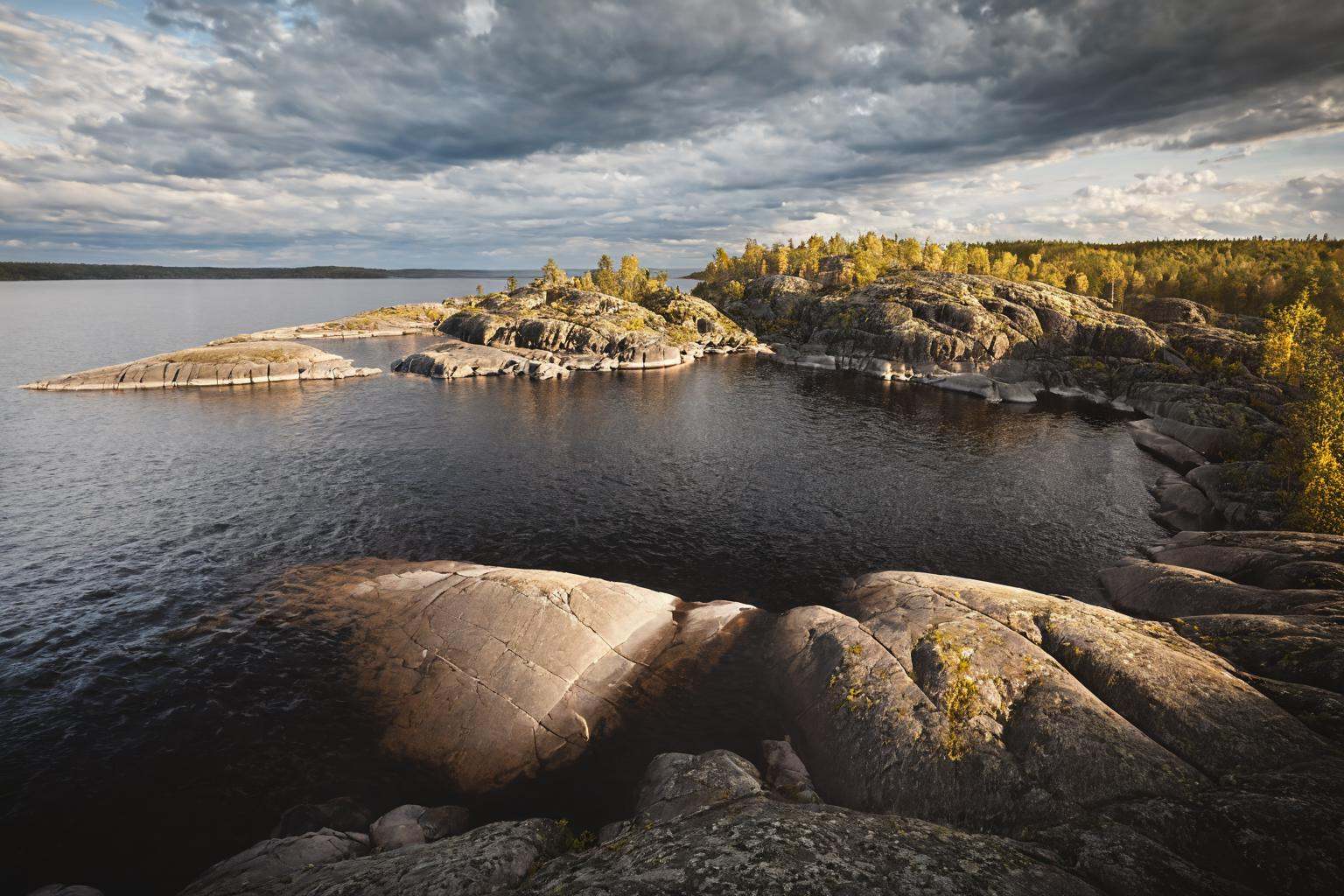 CINEMATIC SHOT,  professional photo by Caravaggio of wild nature,  lake ladoga on Tensor.Art