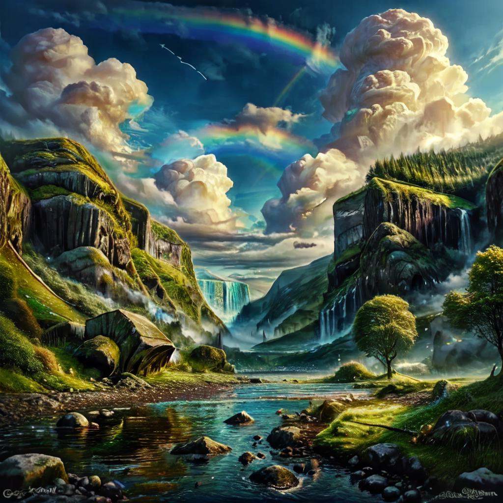 CelticLandStyle,  rainbow,  blue sky on Tensor.Art