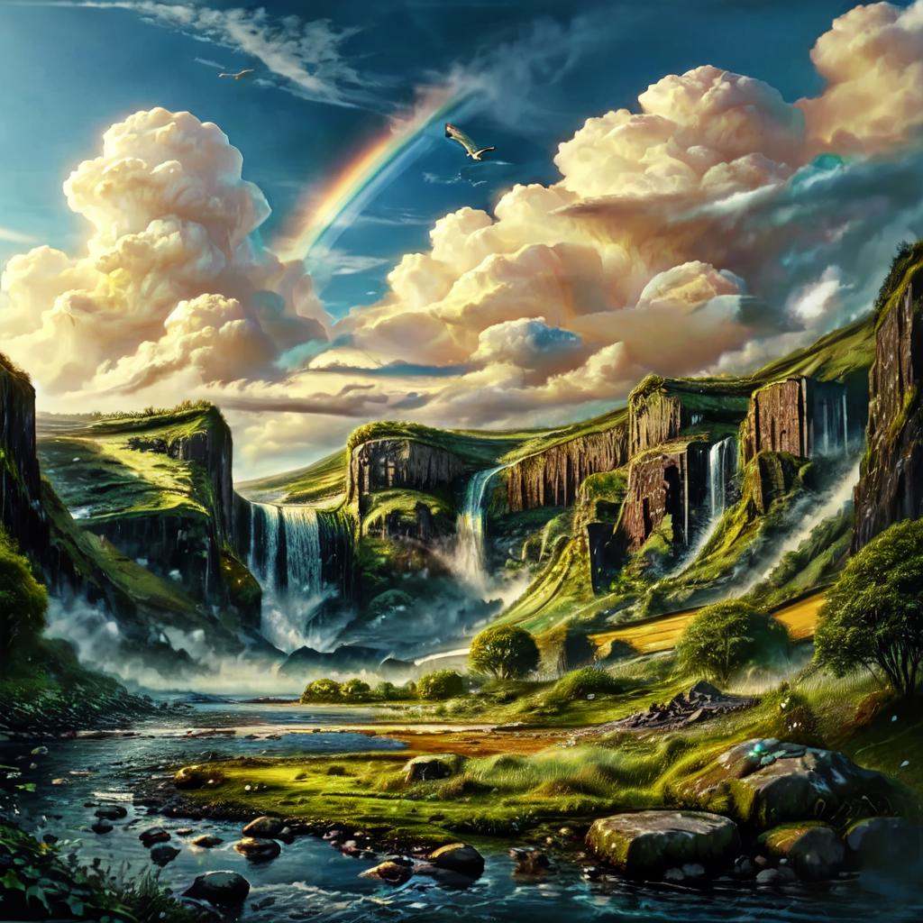 CelticLandStyle,  rainbow,  blue sky on Tensor.Art
