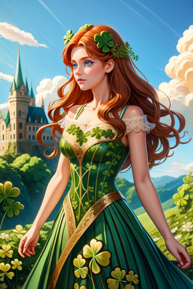 woman with long ginger hair,  standing outside of ,  HUD_shmrck on Tensor.Art