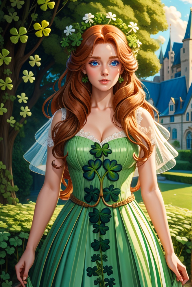 woman with long ginger hair,  standing outside of ,  HUD_shmrck on Tensor.Art